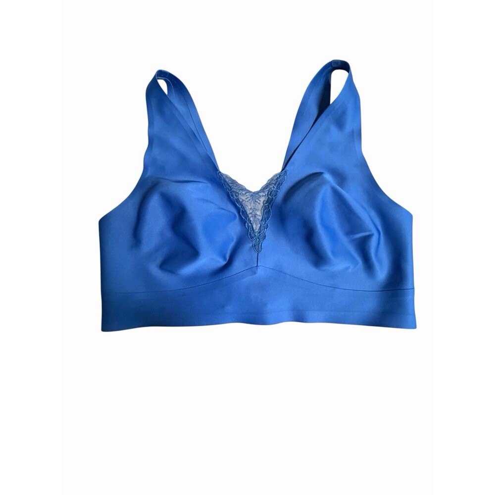 Breezies~ Invisible Bonded Wirefree Bra w Lace~2X Navy~A691732~No Padding 10720